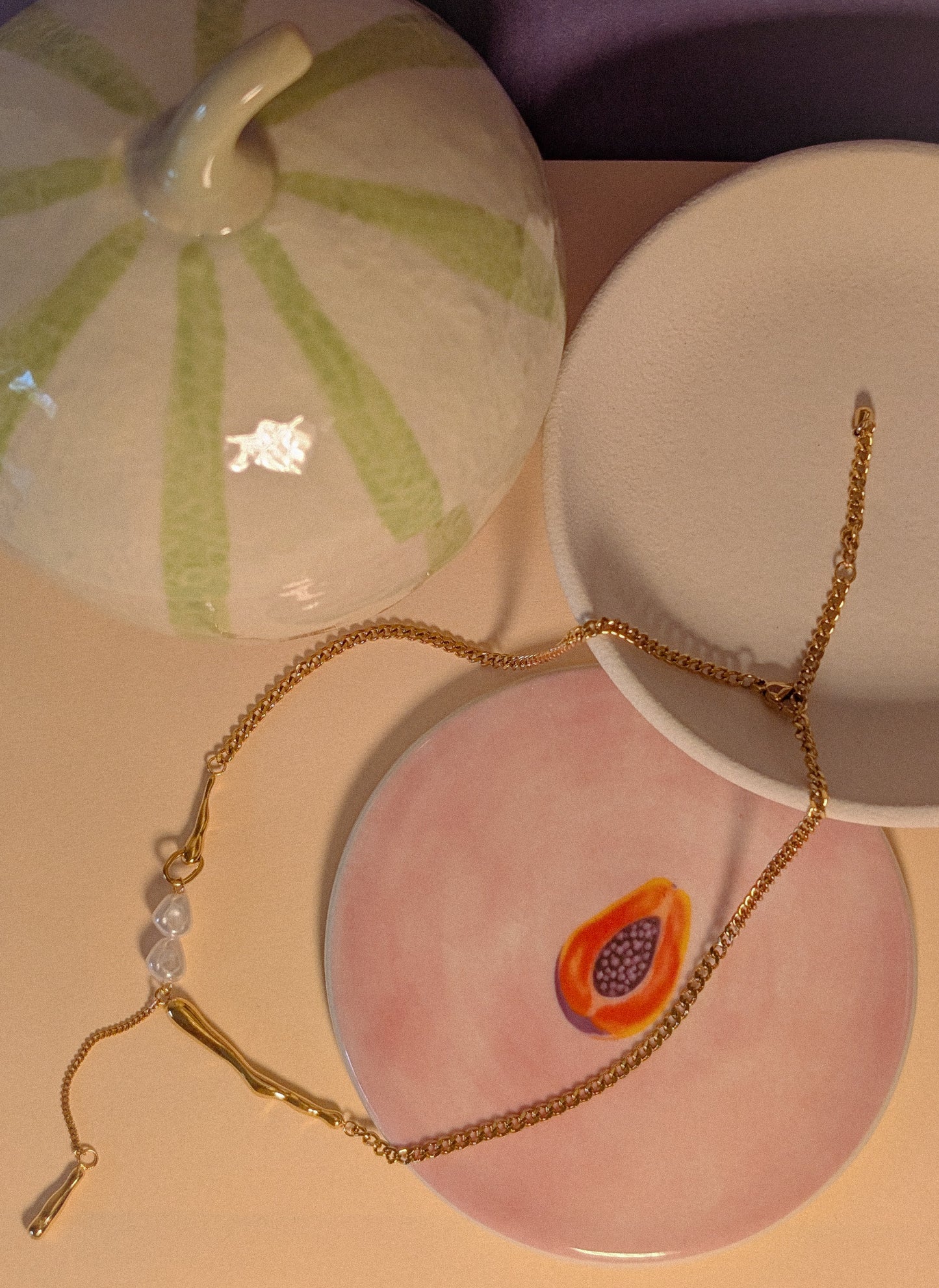 NIVA Wavy Mood Pearl & Melt Pendant Necklace