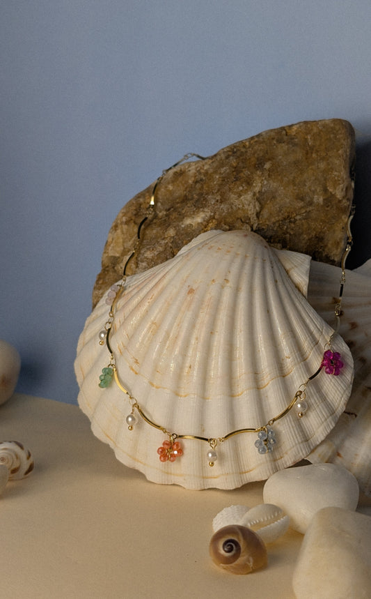 NIVA Rainbow Bloom Drape Necklace