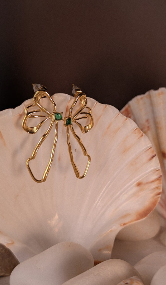 NIVA Emerald Bow Whimsy Earrings
