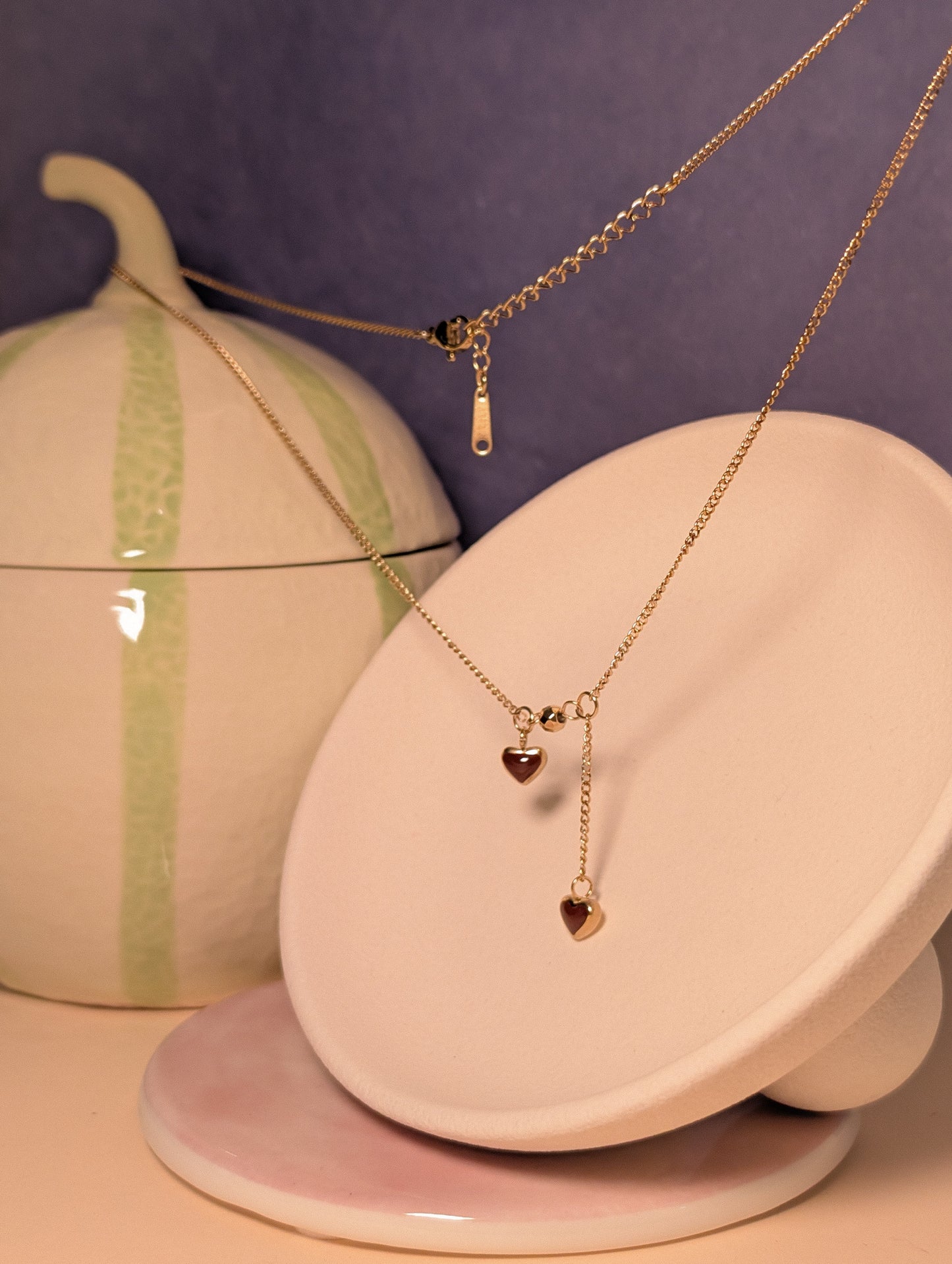 NIVA Scarlet Heart Drop Necklace Minimal Charm