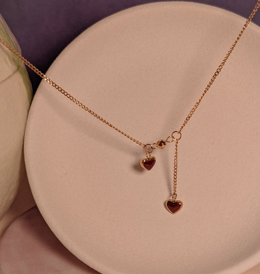 NIVA Scarlet Heart Drop Necklace Minimal Charm