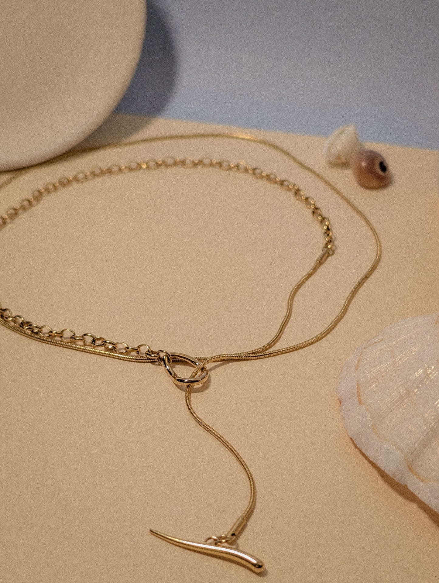 NIVA Loop Me In Dual Chain Lariat Necklace
