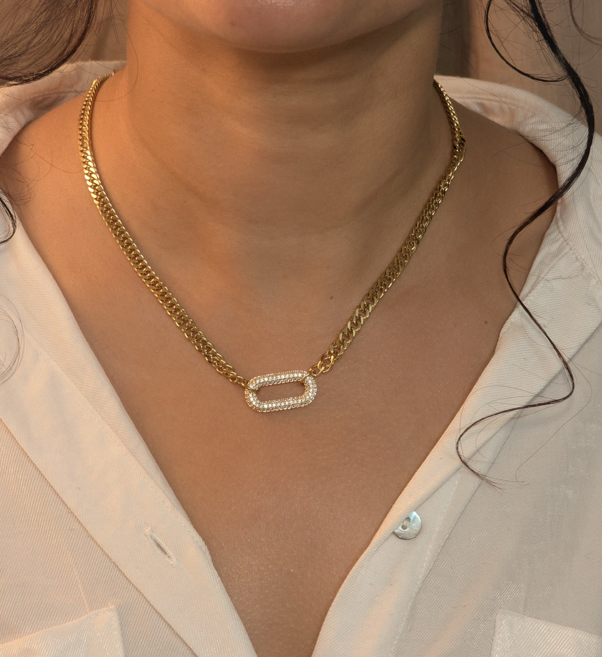 NIVA Bold Link Sparkle Necklace