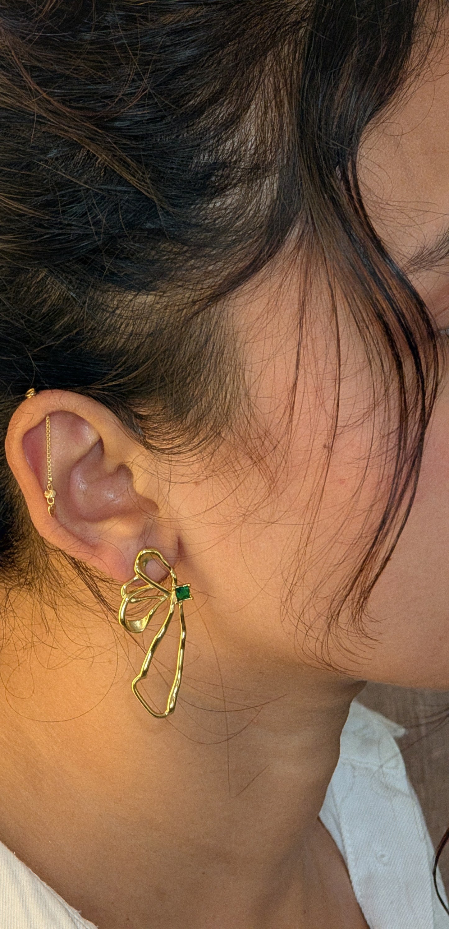 NIVA Emerald Bow Whimsy Earrings