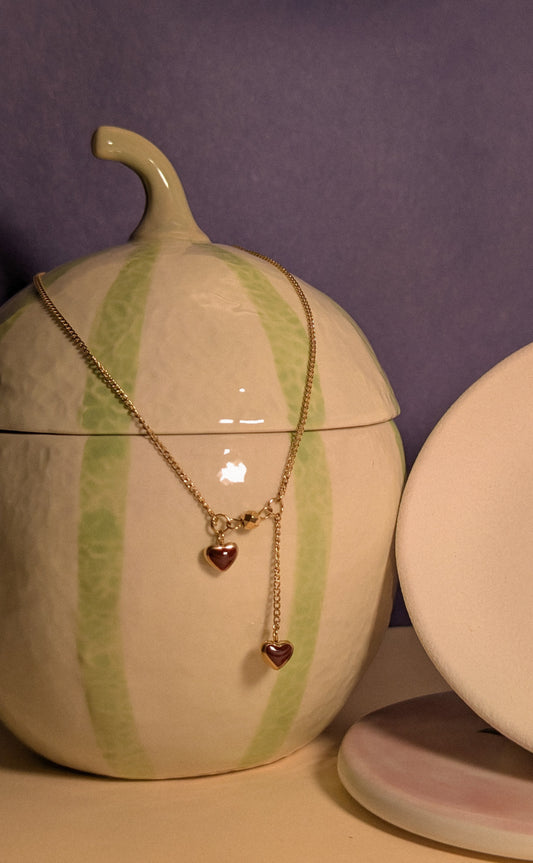 NIVA Scarlet Heart Drop Necklace Minimal Charm