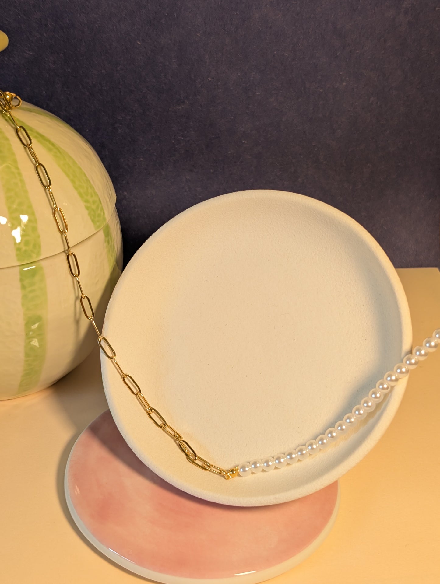 NIVA Moonlit Pearl & Gold Chain Necklace