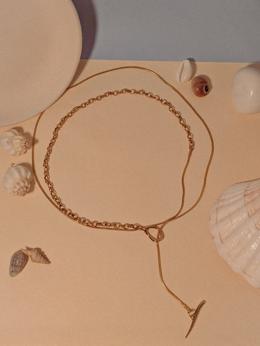 NIVA Loop Me In Dual Chain Lariat Necklace