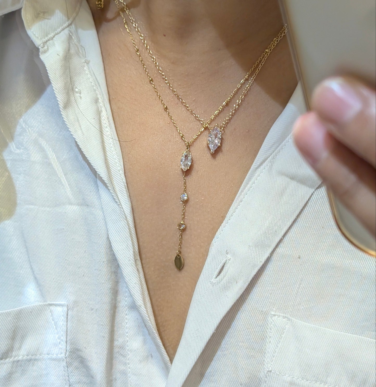 Galaxy Drop Diamond Lariat Necklace by NIVA